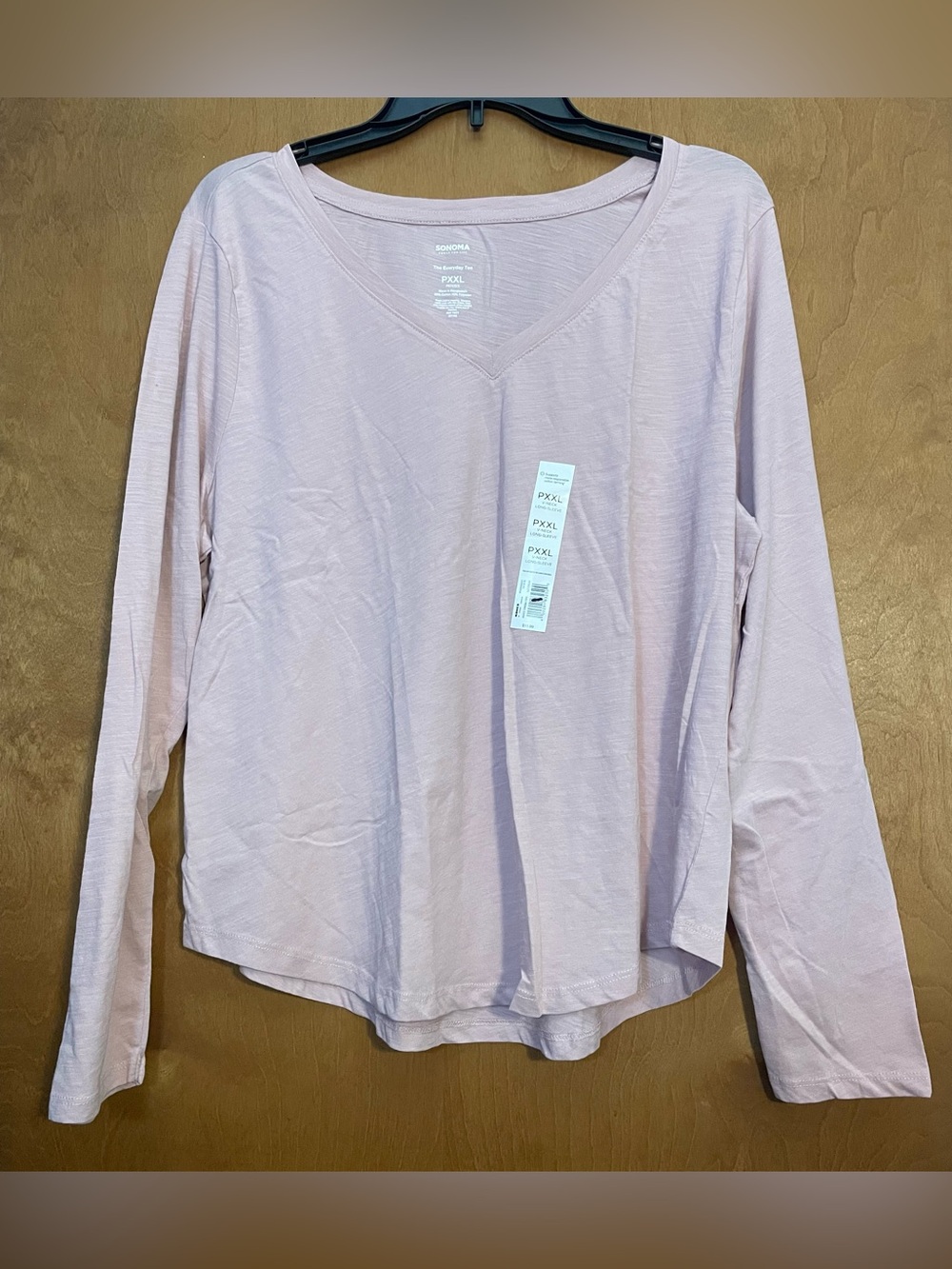 NWT Sonoma Light Pink V-Neck Long Sleeve Top - Petite XXL